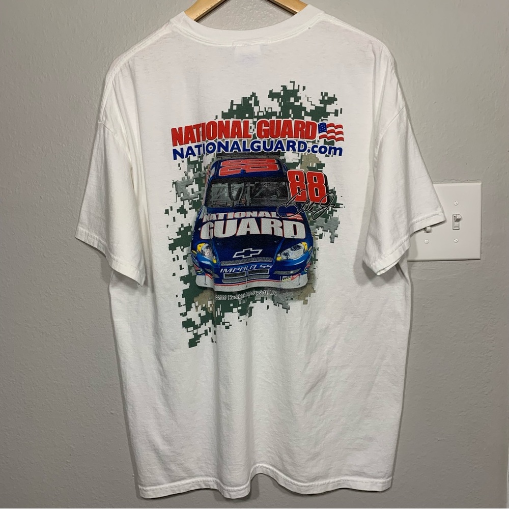 NASCAR National Guard #88 Dale Jr Racing Signed White Tee Size XL
